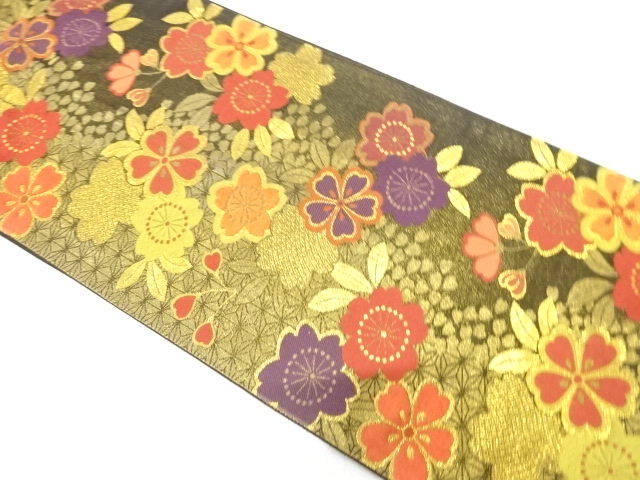 JAPANESE KIMONO / ANTIQUE FUKURO OBI / SILK / WOVEN CHERRY BLOSSOM PINK